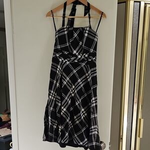 White House Black Market Black and White Halter Midi Dress